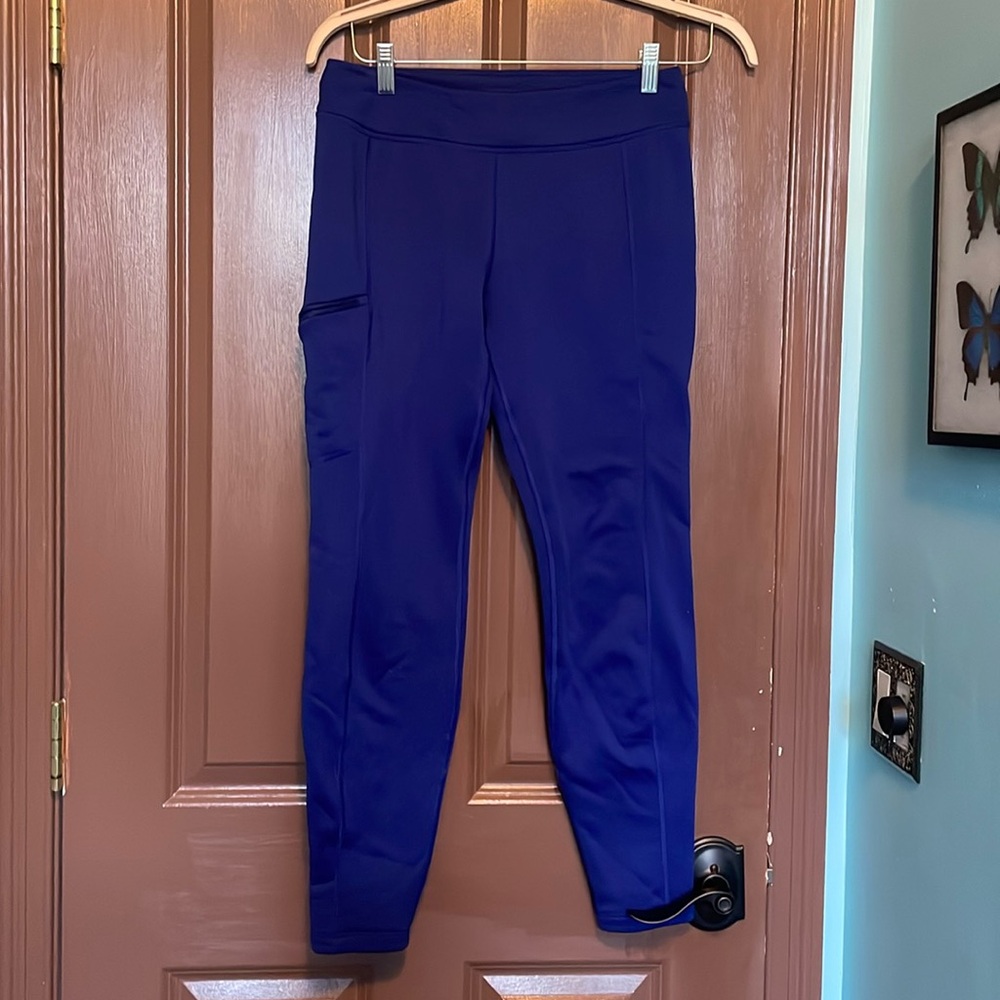 Women's Blue Fleece Legging Pants
